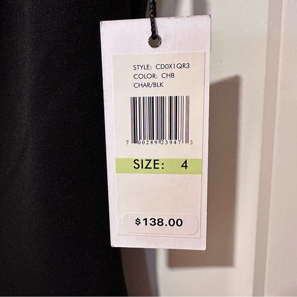 Calvin Klein Size 4 Black & Gray Color Block Knee Length Slimming Sheath Dress - Picture 5 of 8